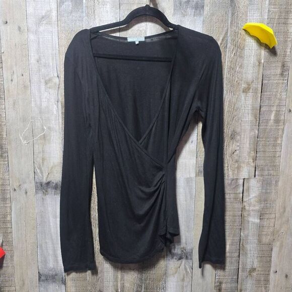 James Perse Black Faux Wrap Top - Picture 1 of 5
